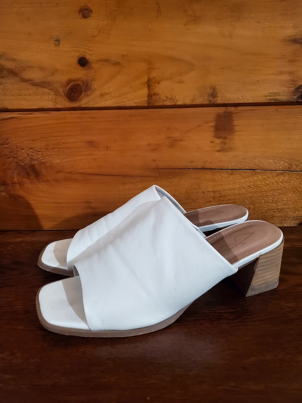 Joie White Open-Toe Slip-On Block Heel Mules